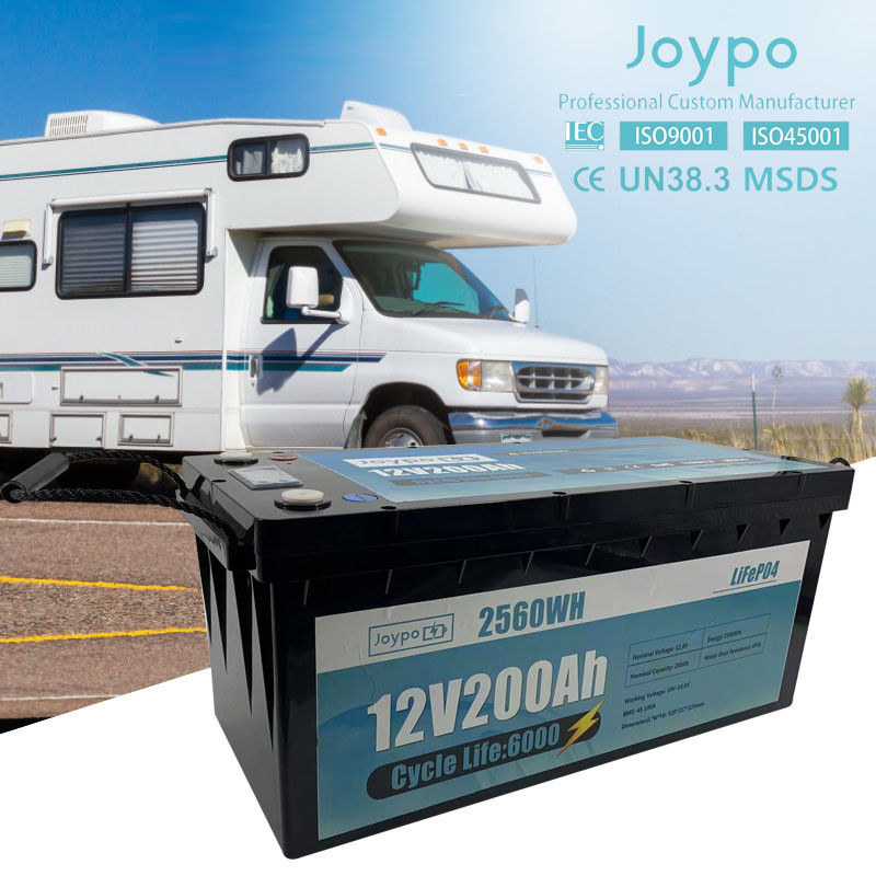 डीप साइकिल LiFePO4 बैटरी 12V 24V 200Ah RV के लिए सौर कैम्पिंग केबिन समुद्री